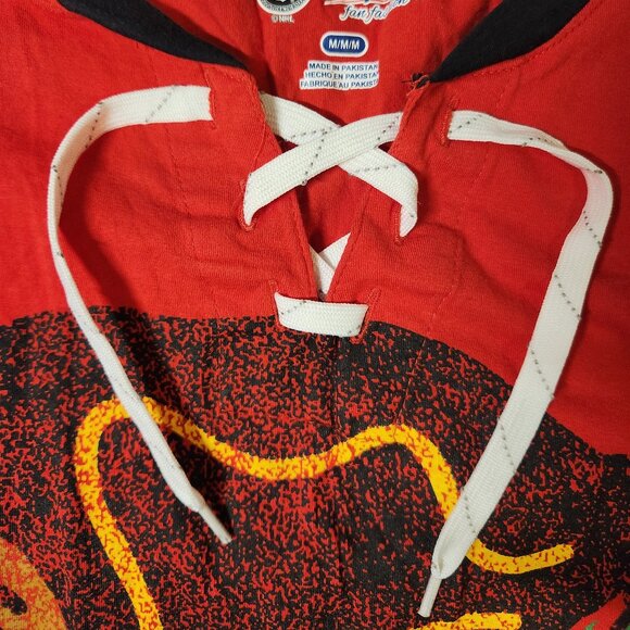 🥅🖤❤️NHL Chicago Blackhawks Majestic G-III Lace-Up V-Neck Long Sleeve Shirt-M - Picture 4 of 5